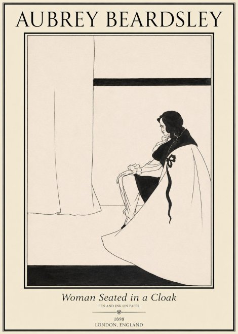 Aubrey Beardsley Woman Seated in a Cloak No1 - Poster