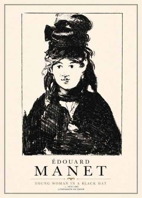 Édouard Manet Young Woman in a Black Hat II No4 - Poster