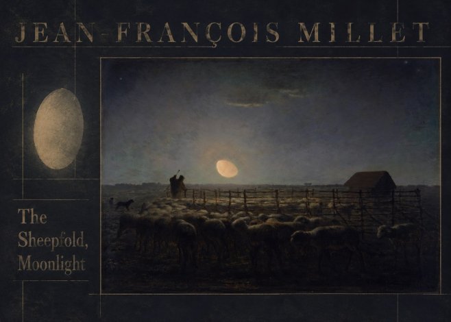 Jean-François Millet The Sheepfold, Moonlight No6 - Poster