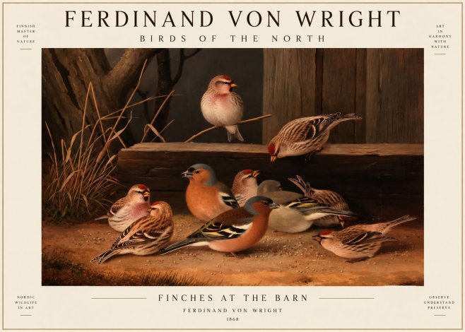 Ferdinand von Wright Finches No3 - Poster