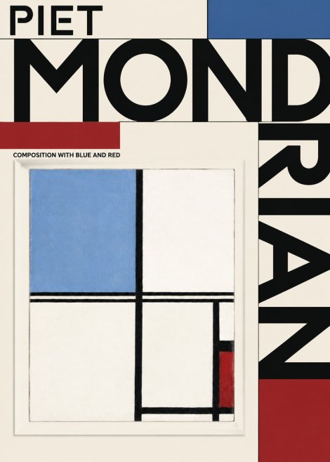 Piet Mondrian Composition with Blue and Red No3 - Poster