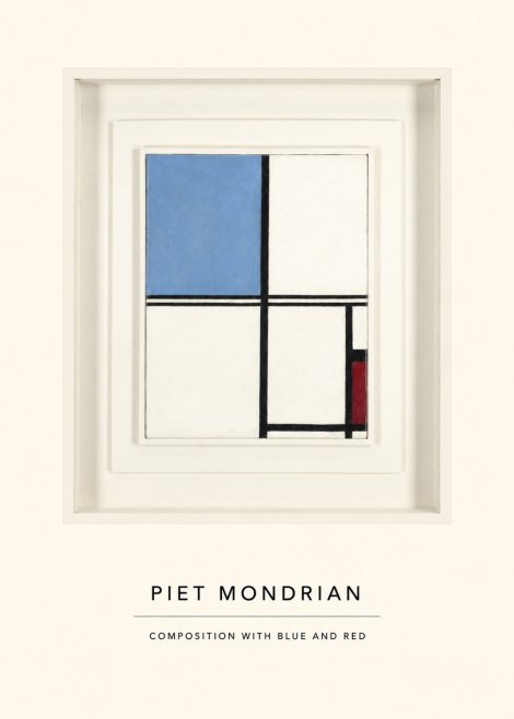 Piet Mondrian Composition with Blue and Red No4 - Poster