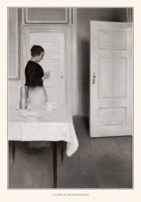 Vilhelm Hammershøi Interior with a Woman Reading a Letter No4 - Poster