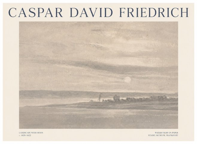 Caspar David Friedrich Landscape with Moon No1 - Poster