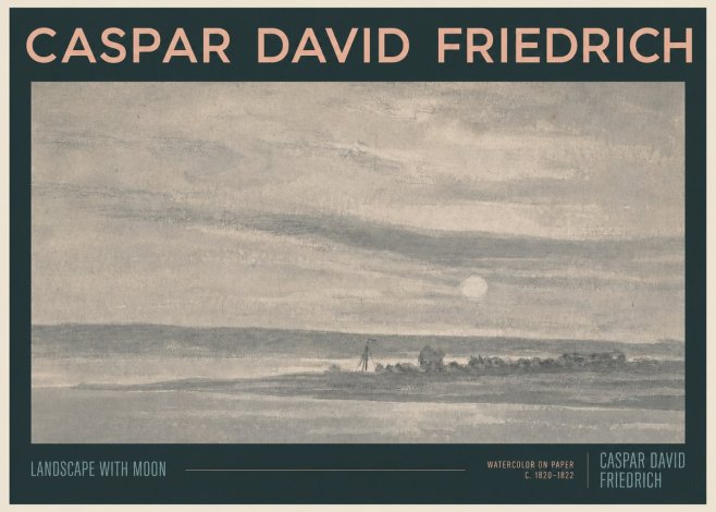 Caspar David Friedrich Landscape with Moon No2 - Poster