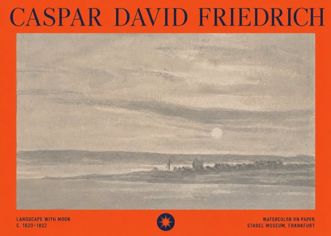 Caspar David Friedrich Landscape with Moon No4 - Poster