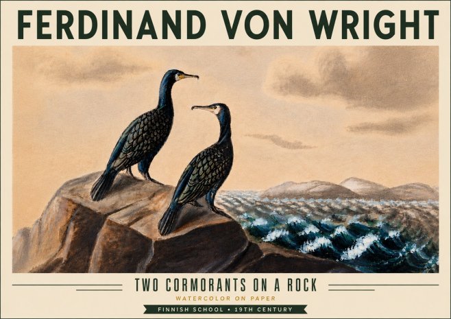 Ferdinand von Wright Two Cormorants on a Rock No6 - Poster
