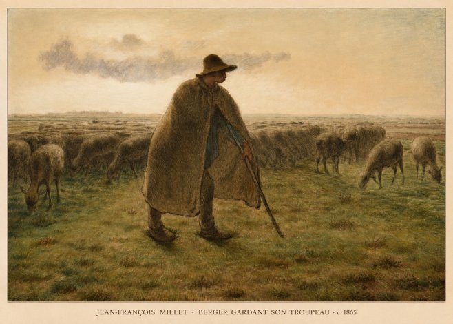 Jean-François Millet Berger Gardant Son Troupeau No6 - Poster
