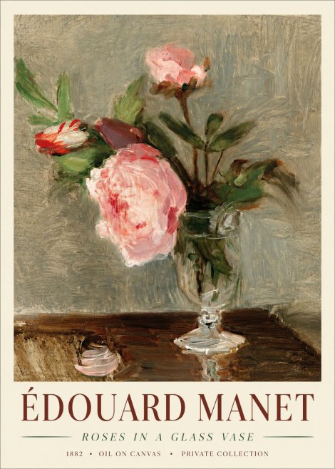 Édouard Manet Roses in a Glass Vase No4 - Poster