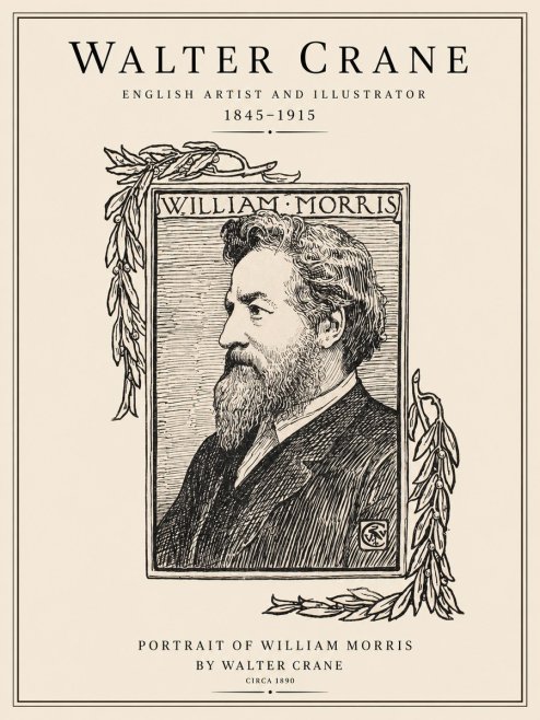 Walter Crane Portrait of William Morris No1 - Poster