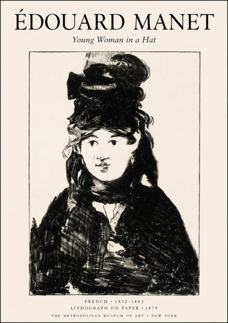 Édouard Manet Young Woman in a Hat II No1 - Poster
