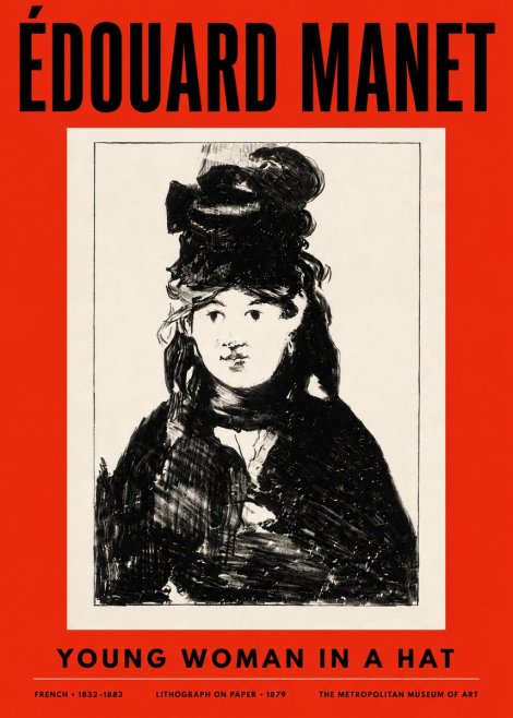 Édouard Manet Young Woman in a Hat II No2 - Poster