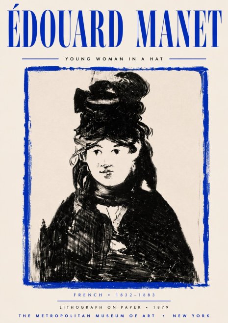 Édouard Manet Young Woman in a Hat II No5 - Poster