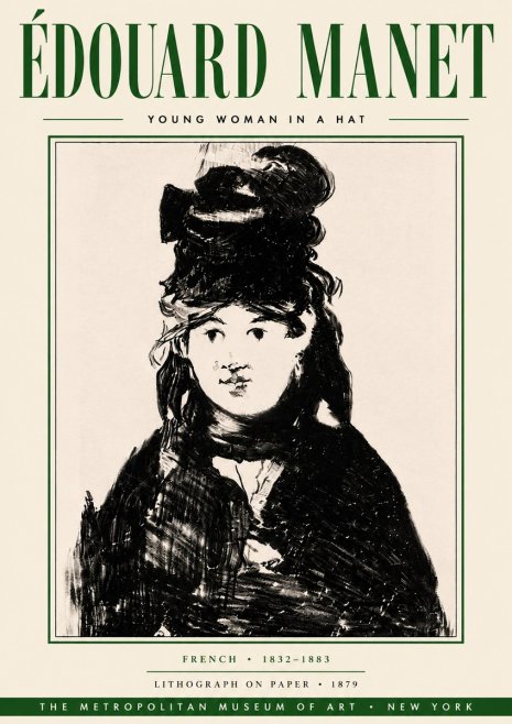 Édouard Manet Young Woman in a Hat II No6 - Poster