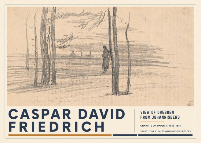 Caspar David Friedrich View of Dresden from Johannisberg No3 - Poster