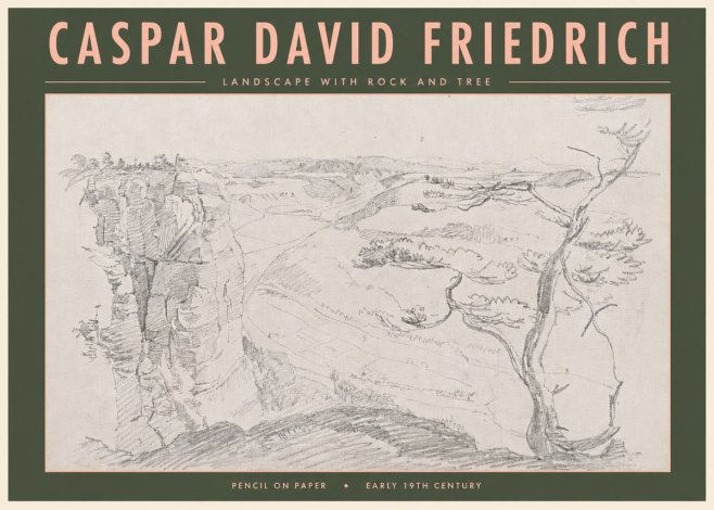 Caspar David Friedrich Landscape with Rocks and a Tree No5 - Poster