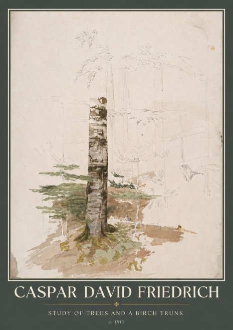 Caspar David Friedrich Study of Trees and a Birch Trunk No5 - Poster