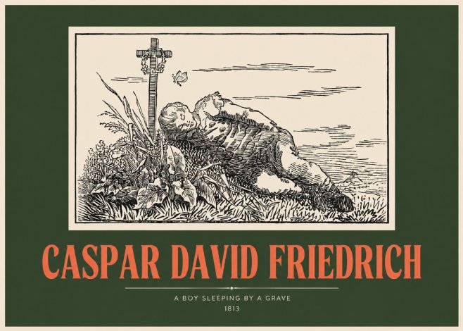 Caspar David Friedrich A Boy Sleeping by a Grave No2 - Poster