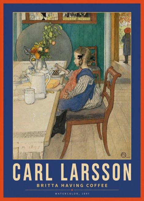 Carl Larsson Britta Having Coffee No2 - Poster