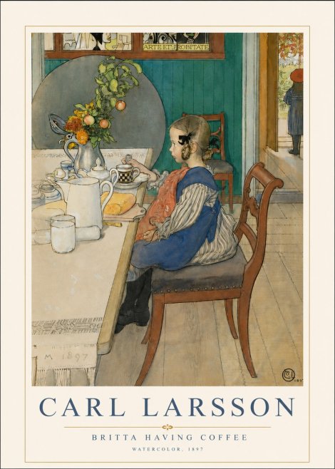 Carl Larsson Britta Having Coffee No3 - Poster