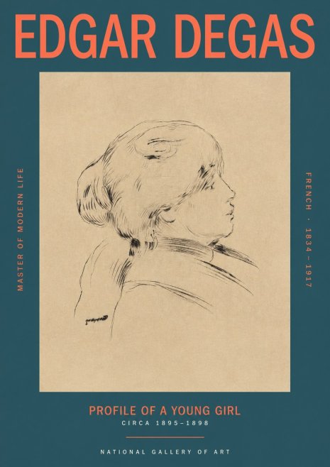 Edgar Degas Profile of a Young Girl No2 - Poster