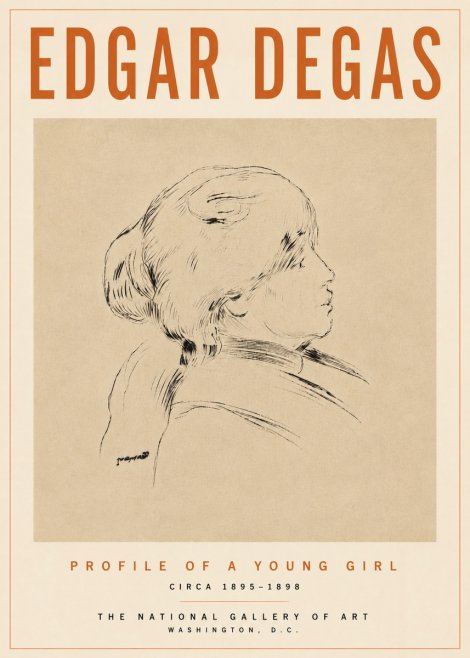 Edgar Degas Profile of a Young Girl No5 - Poster