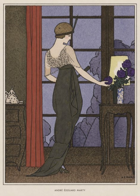 André Édouard Marty Lady at the Window with Roses No6 - Poster