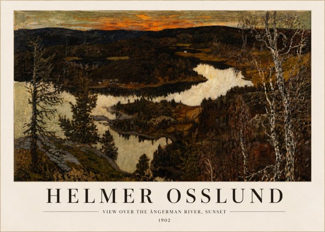 Helmer Osslund View over the Angerman River, Sunset No6 - Poster