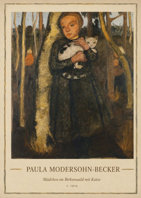 Paula Modersohn-Becker Mädchen Im Birkenwald Mit Katze No1 - Poster