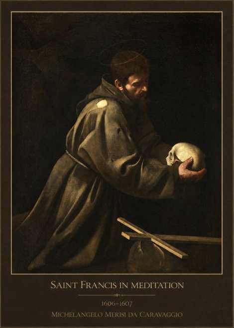 Michelangelo Merisi da Caravaggio Saint Francis in Meditation I No1 - Poster