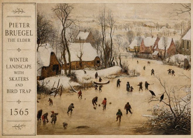Pieter Bruegel Winter Landscape with Skaters and Bird Trap No2 - Poster