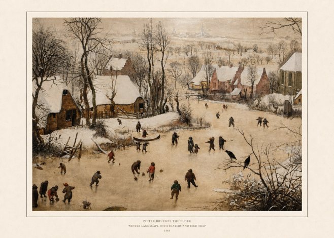 Pieter Bruegel Winter Landscape with Skaters and Bird Trap No6 - Poster