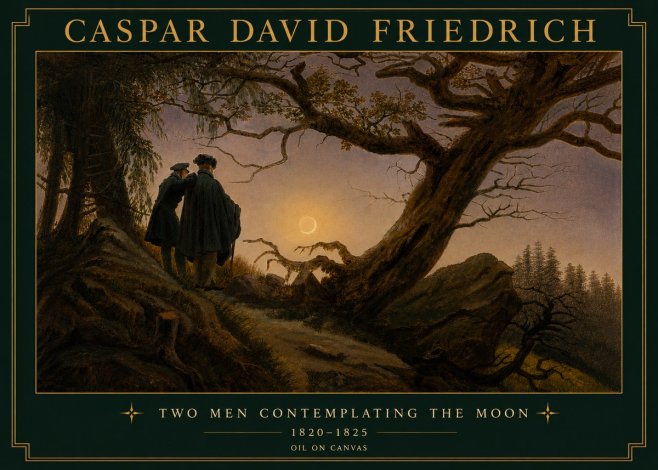 Caspar David Friedrich Two Men Contemplating the Moon II No5 - Poster