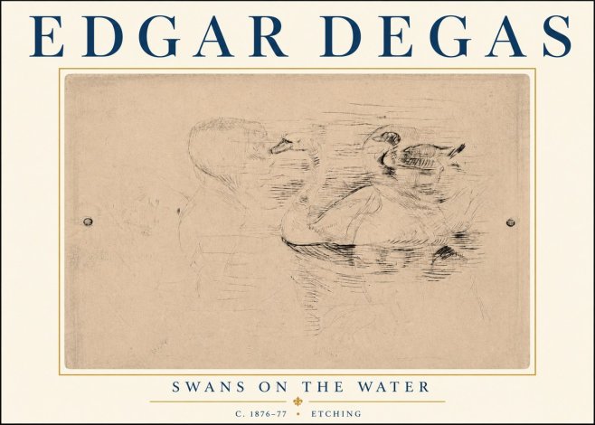 Edgar Degas Swans on the Water No6 - Poster