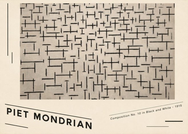 Piet Mondrian Composition No. 10 in Black and White No6 - Poster