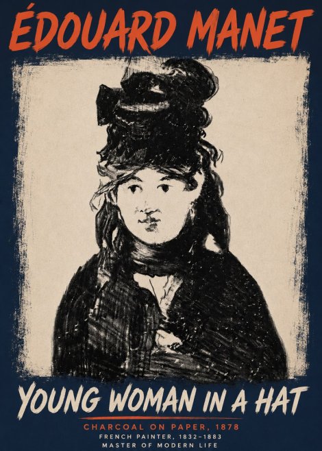 Édouard Manet Young Woman in a Hat III No4 - Poster
