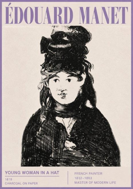 Édouard Manet Young Woman in a Hat III No5 - Poster