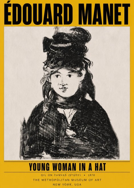 Édouard Manet Young Woman in a Hat IV No4 - Poster