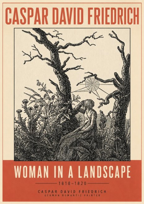 Caspar David Friedrich Woman in a Landscape No3 - Poster