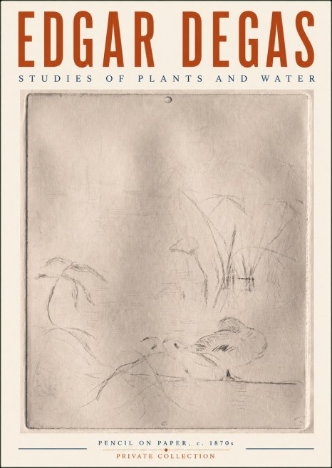 Edgar Degas Studies of Plants and Water No6 - Poster
