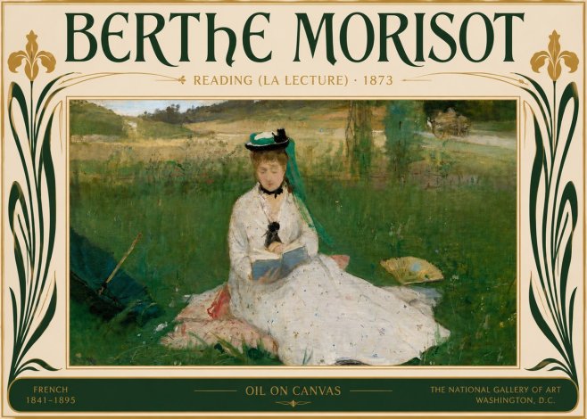Berthe Morisot Reading (La Lecture) No5 - Poster