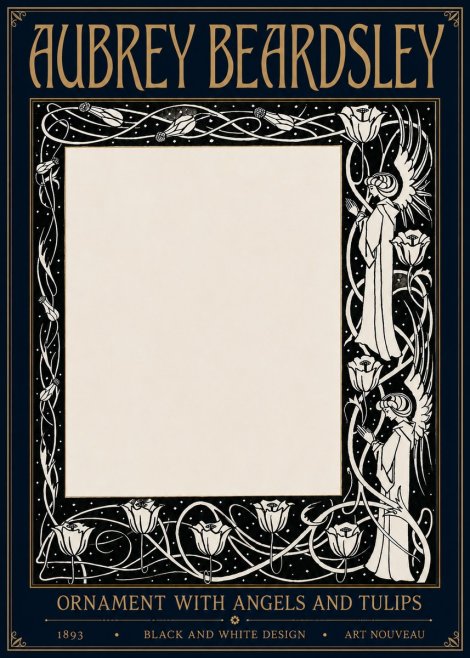 Aubrey Beardsley Ornament with Angels and Tulips No6 - Poster