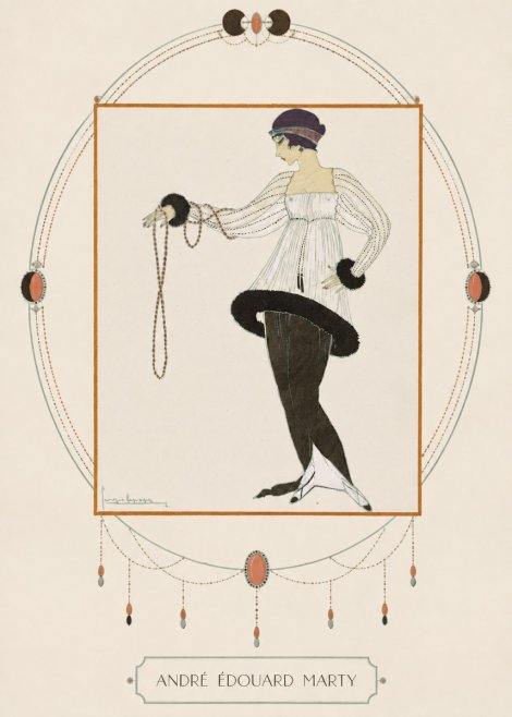 André Édouard Marty Elegant Woman with Pearl Necklace No3 - Poster