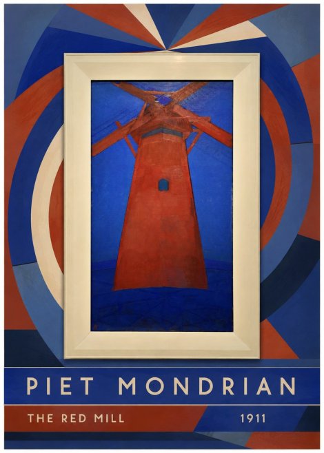 Piet Mondrian The Red Mill No6 - Poster