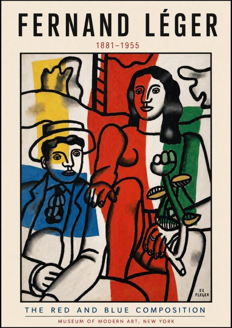Fernand Léger The Red and Blue Composition No4 - Poster