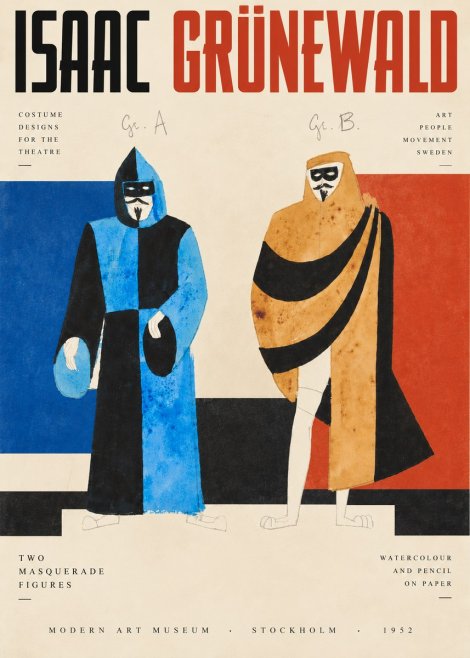 Isaac Grünewald Two Masquerade Figures - Costume Sketch No3 - Poster