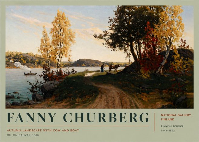 Fanny Churberg Autumn Landscape with Cow and Boat No4 - Poster