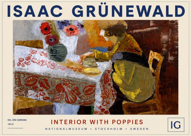 Isaac Grünewald Interior with Poppies No4 - Poster