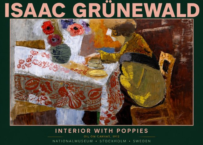 Isaac Grünewald Interior with Poppies No5 - Poster