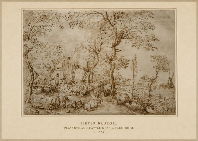 Pieter Bruegel Peasants and Cattle Near a Farmhouse No4 - Poster
